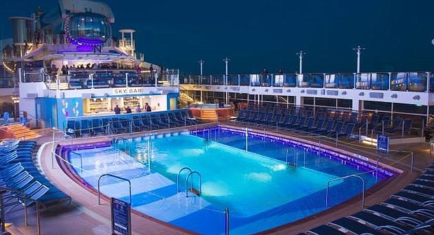 Quantum of the Seas is a huge ship, which usually cruises out of China, boasts a retractable roof over its pool for fun times come rain or shine.  CREDIT: Courtesy Royal Caribbean International