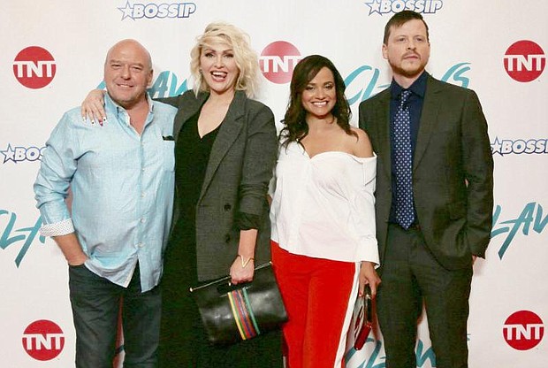 Dean Norris, Jenny Lyon, Judy Reyes and Kevin Rankin are all smiles at the Houston screening of 'Claws' at Edwards Greenway Grand Palace Stadium.