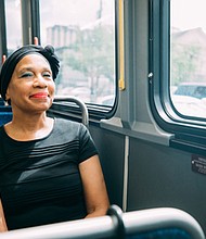 Slam Poet, Marie Brown, finds riding METRO givess her time to write.
