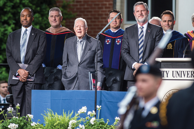 Former President Carter launches Liberty University address with jab at