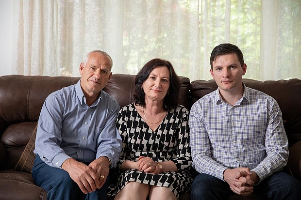Rustem Kazazi, left, his wife, Lejla, and son Erald have sued US Customs and Border Protection.