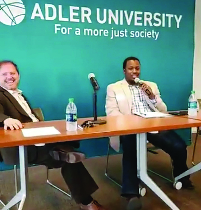 A recent panel discussion held at Adler University brought together three community activists to discuss
War on Neighborhoods, a book that was released in April and explores policing, prison, and punishment in
Chicago.