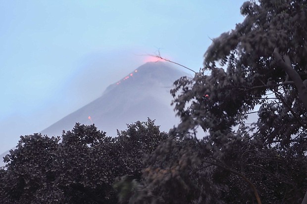 A Monday photo shows ongoing volcanic activity at Fuego.