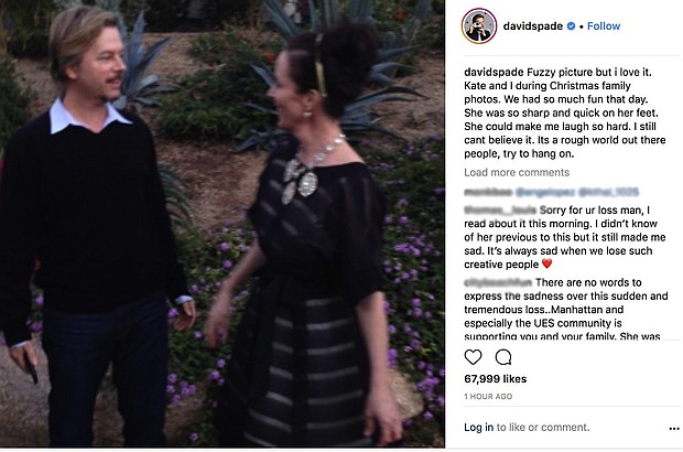 David Spade posts about death of sister-in-law Kate Spade./Instagram