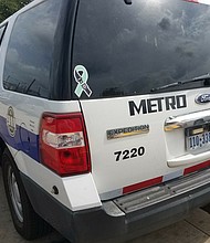 More than 120 METRO police vehicles will proudly display teal ribbon decals to show the agency's support and promote awareness of the foundation's safety message.