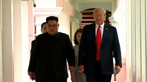 Donald Trump and Kim Jong Un meet