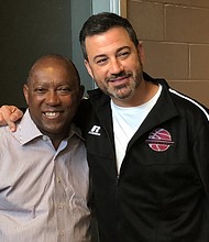 Mayor Sylvester Turner and Jimmy Kimmel at TSU/photo cred Vicky Pink