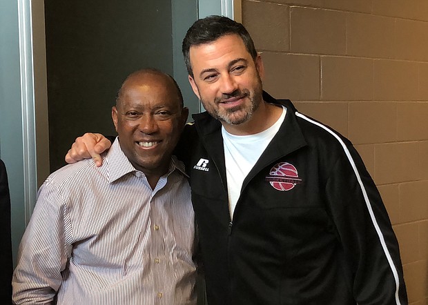 Mayor Sylvester Turner and Jimmy Kimmel at TSU/photo cred Vicky Pink