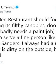President Donald Trump on Monday insulted a small Virginia restaurant that recently asked White House press secretary Sarah Sanders to leave.