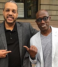Ray Norman (left) and Wesley Snipes recently published Talon of God, a novel about the battle to prevent Hell on Earth.