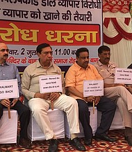 India's shopkeepers took to the streets on Monday to protest Walmart's $16 billion takeover of Indian e-commerce leader Flipkart.