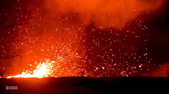 A whirlwind of lava has been captured on video near Hawaii's Kilauea volcano.