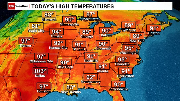 Nearly 60 million people remain under a heat advisory or warning Tuesday, with scorching temperatures and humidity expected through the Fourth of July.