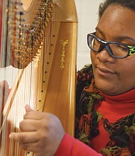 IT'S ALL IN THE WRIST-

Mariesha Little rehearses with the HARPS Foundation – American Youth Harp Ensemble, which develops and offers programs and performances for children and youth in the greater Richmond area. HARPS also seeks to increase the appreciation, performance and therapeutic value of the harp in the U.S. and throughout the world.