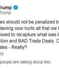 President Trump that higher interest rates are taking away America's competitive edge with China.