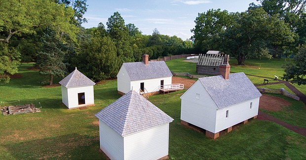 Montpelier’s reconstructed South Yard features cabins that were rebuilt based on archaeological research and insurance maps.
Jenn Glass, courtesy of the Montpelier Foundation