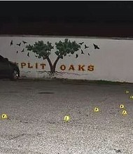 Shooting scene at Split Oaks Saloon.