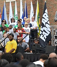 LeBron James speaks on the first day of class at the I Promise School in Akron, Ohio. The LeBron James Family Foundation is the school’s top donor and worked with Akron Public Schools to meet all its standards and regulations. (Wally Skalij / Los Angeles Times)