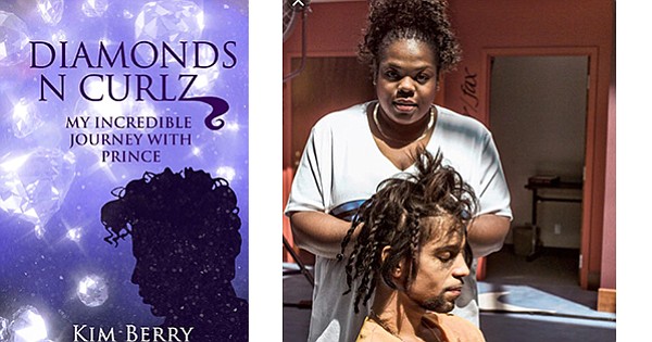 The bookcover, and the late Prince with his long-time hairstylist, Kim Berry