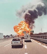 A tanker truck exploded on a highway in Bologna, Italy.