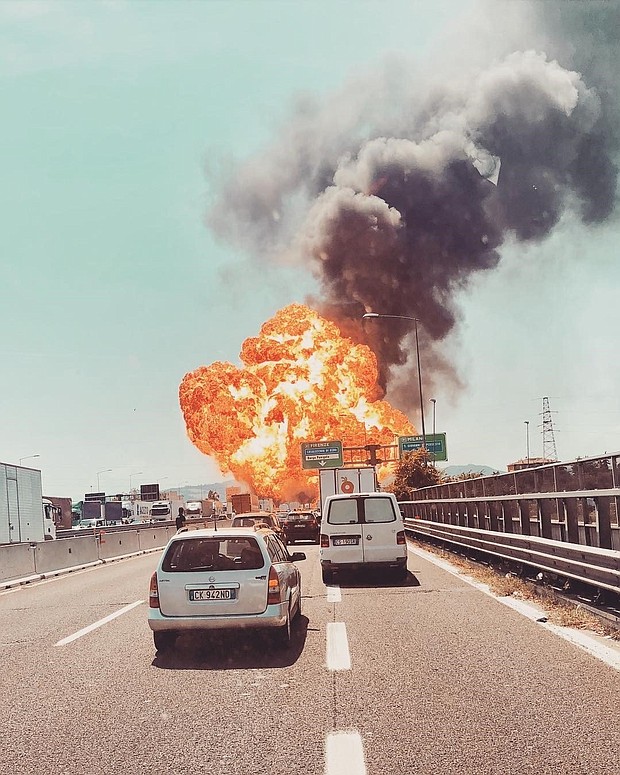 A tanker truck exploded on a highway in Bologna, Italy.