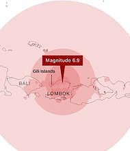 More than 20,000 people have been displaced since the 6.9-magnitude quake struck Lombok, a popular tourist destination, on Sunday night.