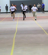  Girls compete in the 100-yard dash at the Harris County Street Olympics Final Event on Aug. 3.