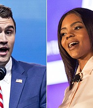 Conservative activists Candace Owens and Charlie Kirk were accosted at a Philadelphia restaurant on Monday by protesters from a local antifa group.