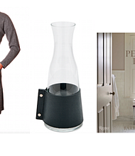 Dolce Cashmere Robe, $285; Draper Large Glass and Leather Carafe, $150; The Perfect Bath Book, $55