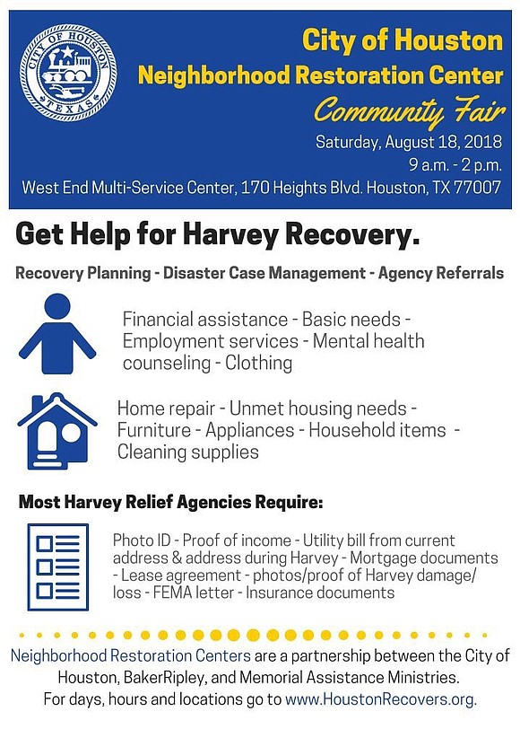 The City of Houston and community partners BakerRipley and Memorial Assistance Ministries operate 14 Neighborhood Restoration Centers (NRCs) at locations …