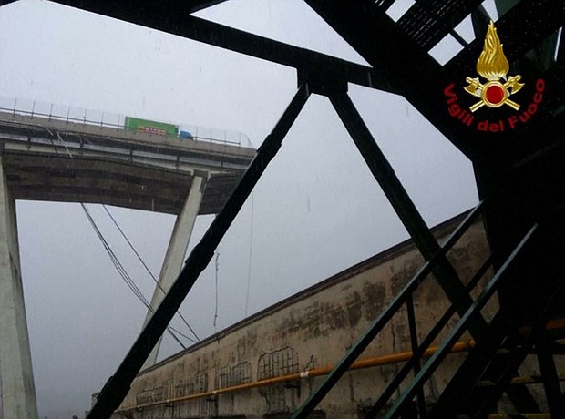 A motorway bridge collapsed on Tuesday (August 14) near the northern Italian port city of Genoa, local police and fire brigade officials said, adding that no dead or injured had so far been reported.