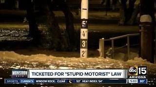  Cited under Arizona's Stupid Motorist Law and slammed with four tickets, one Valley driver learned a lesson near Miller Road and Thomas Road in Scottsdale Sunday night.