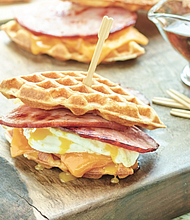 Simple Ham and Waffle Breakfast Sandwiches