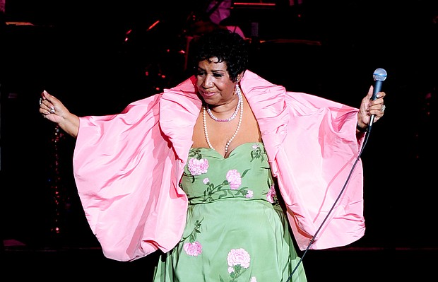 Ms. Franklin performs at the DTE Energy Music Theater in Clarkston, Mich., on Aug. 25, 2011.
