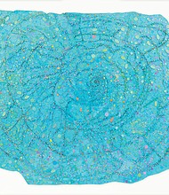 Courtesy of Howardena Pindell and Garth Greenan Gallery
“Night Flight,” 2015-2016, mixed media on canvas.
