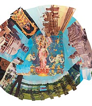 Garth Greenan Gallery
“Autobiography: India (Lakshmi),” 1984, mixed media on board.