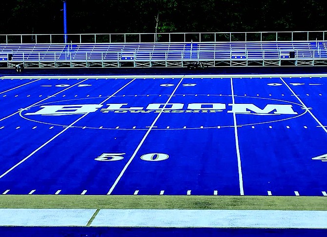 A ribbon cutting ceremony was recently held to officially open Bloom Trail High School’s new and improved Sarff Field (pictured). During the summer construction, a new eye-catching blue synthetic turf was installed on the football field, the track was resurfaced, and the track event areas, including the high jump, long jump, triple jump, shot put and discus areas, were all upgraded. Photo Credit: Joe Reda
