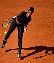 Serena Williams turned heads with her striking black catsuit in the first round of the 2018 French Open in Paris.
