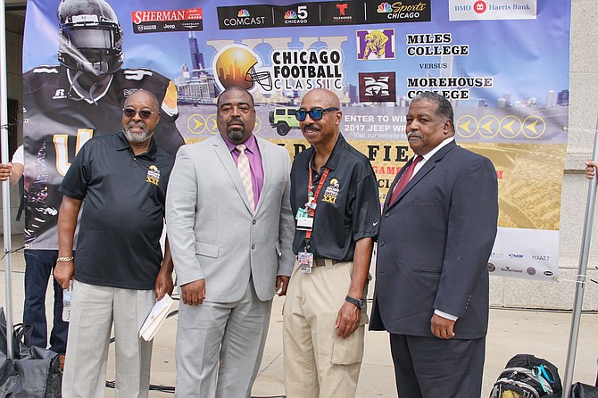 Left to right: Chicago Football Classic Founder Larry Huggins, Darren Benton, Walgreens, Chicago Football Classic Founder Everett Rand and Andre Pattillo, Director of Athletics, Morehouse College.