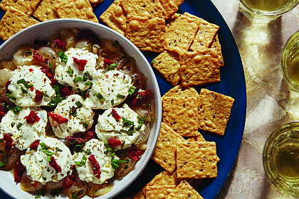 Baked Onion, Goat Cheese and Sun-Dried Tomato Dip