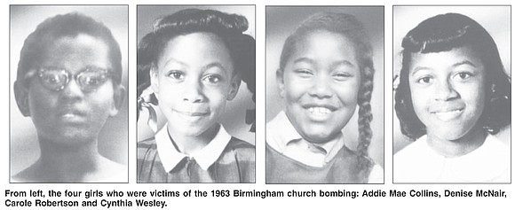 The four girls killed when a bomb placed by Ku Klux Klan members ripped through a Birmingham church in 1963 ...