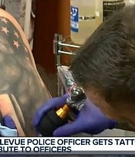 Officer Holly Mcquaid who worked with a K-9 officer for two years tattooed a picture of her furry colleague as a tribute.