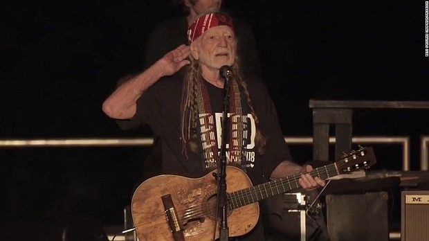 Country music legend Willie Nelson debuted a new election-themed ditty at a Texas rally for Senate candidate Beto O'Rourke Saturday night before a large crowd in Austin.