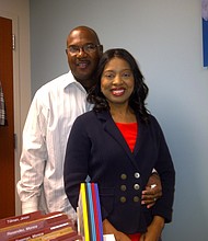 Shawntell on chemo day with hubby Keith