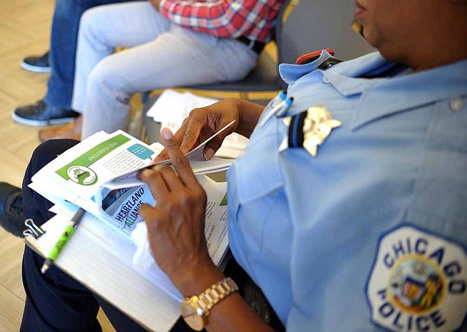 The Englewood Public Saftey Task Force was formed as part of the Englewood Quality of Life Plan and recently received a grant to help further unify the residents, business owners, stakeholders, and
police officers in the community to create a more safe and peaceful neighborhood. Photo Credit: Tonika Johnson
