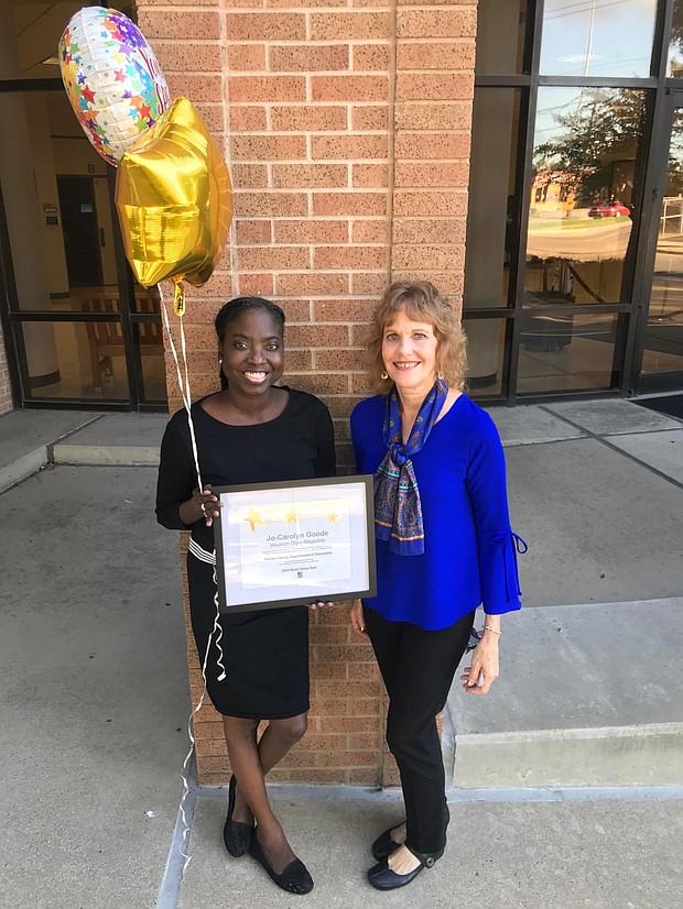 Houston Style Magazine managing editor Jo-Carolyn Goode and Harris County Department of Education
Communications Manager  Carol Vaughn