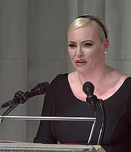 Meghan McCain, in her return to "The View" following the death of Sen. John McCain, remembered her father Monday as a man full of important ideals that she said still exist throughout the country.