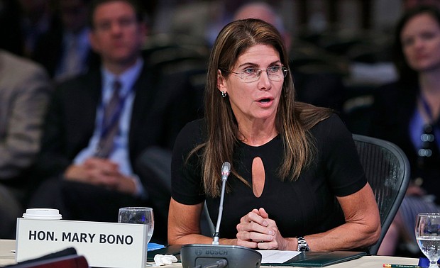 Less than a week after taking over USA Gymnastics, former US Rep. Mary Bono has resigned as interim president./AP