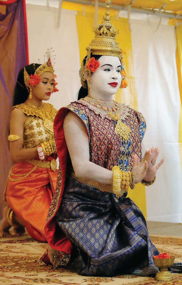 Dancers perform during a presentation on Cambodian costumes during the Richmond Folk Festival. (Sandra Sellars/Richmond Free Press)