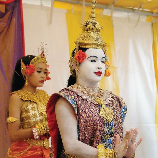 Dancers perform during a presentation on Cambodian costumes during the Richmond Folk Festival. (Sandra Sellars/Richmond Free Press)